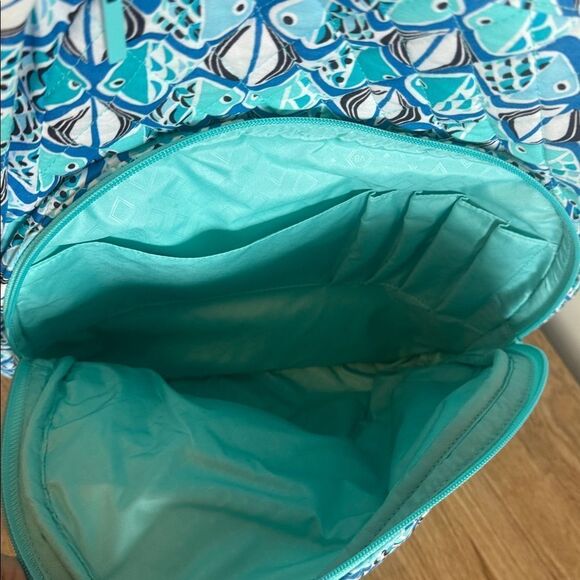 Vera Bradley Go Fish Blue Patterned Quilted Large Essential Travel Backpack NWT main image 11